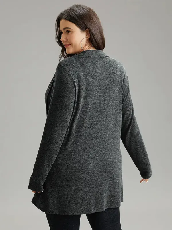 Plain Heather Cowl Neck Button Detail Sweatshirt