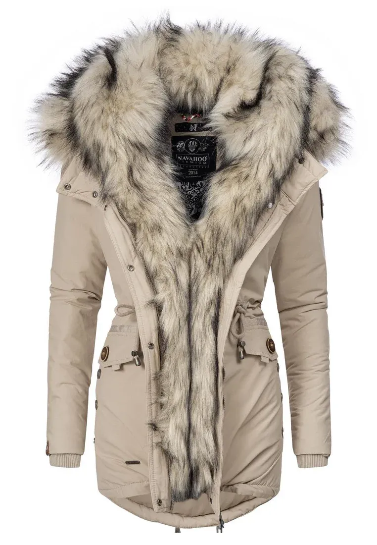 Ladies Winter Thicken Windproof Parka Beige