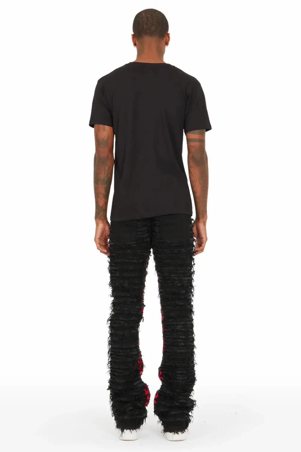 Giovanni Black Stacked Flare Jean