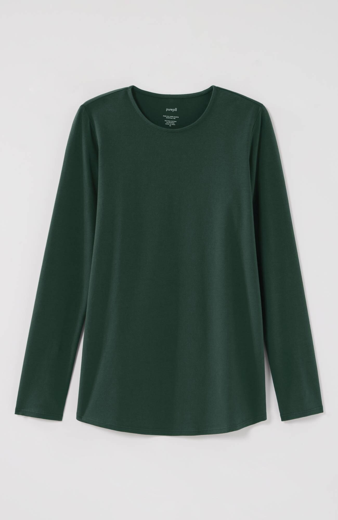 pure jill long-sleeve shirttail tee