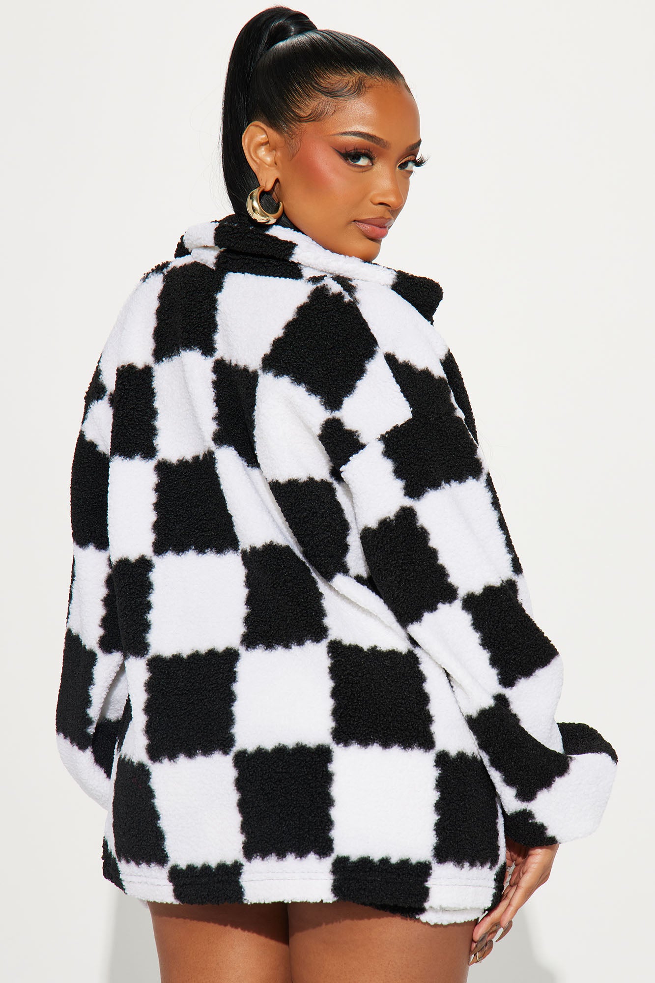 Checked Out Sherpa 3 Piece Skirt Set - Black/combo