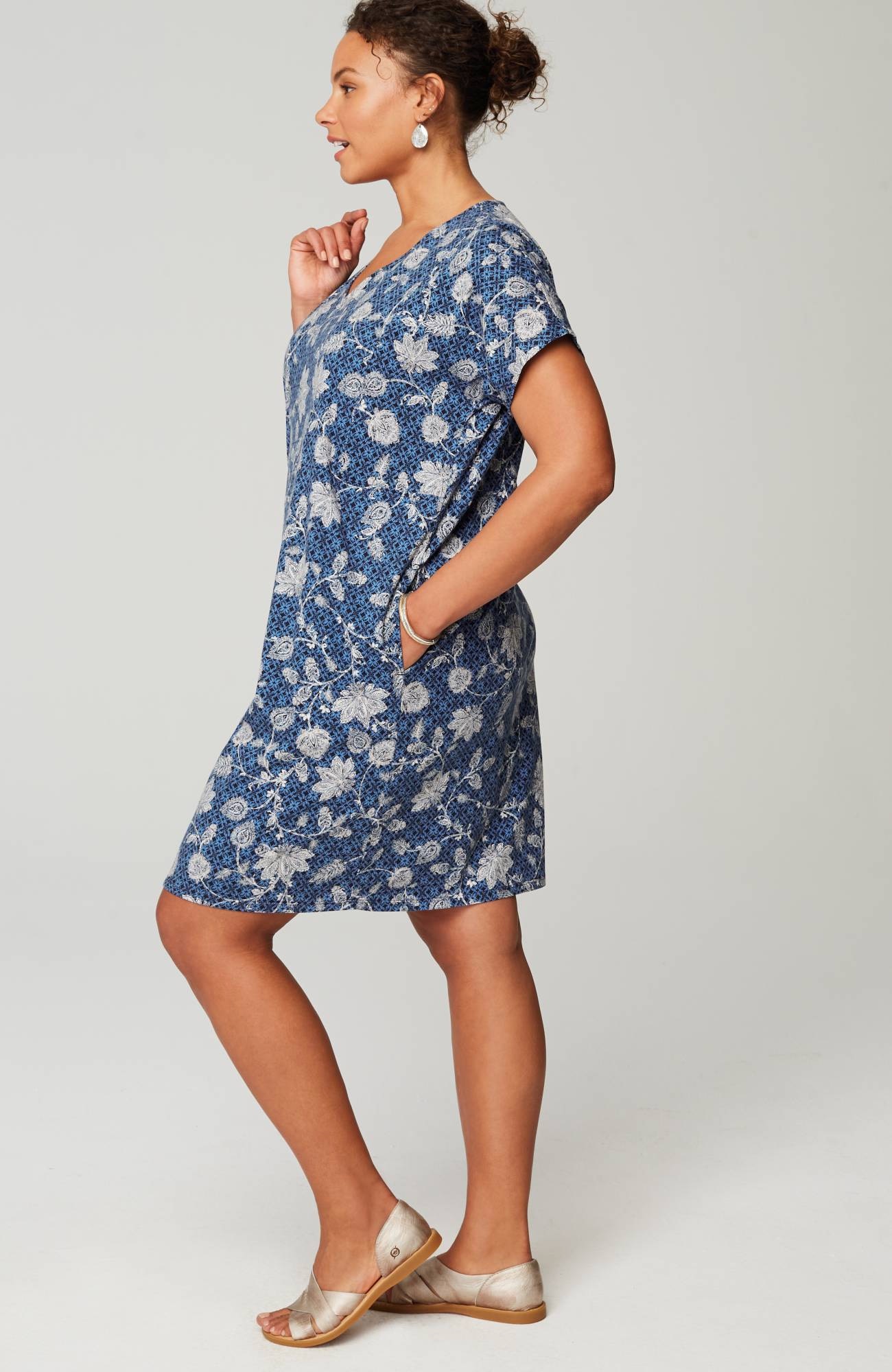pure jill soft-v-neck t-shirt dress
