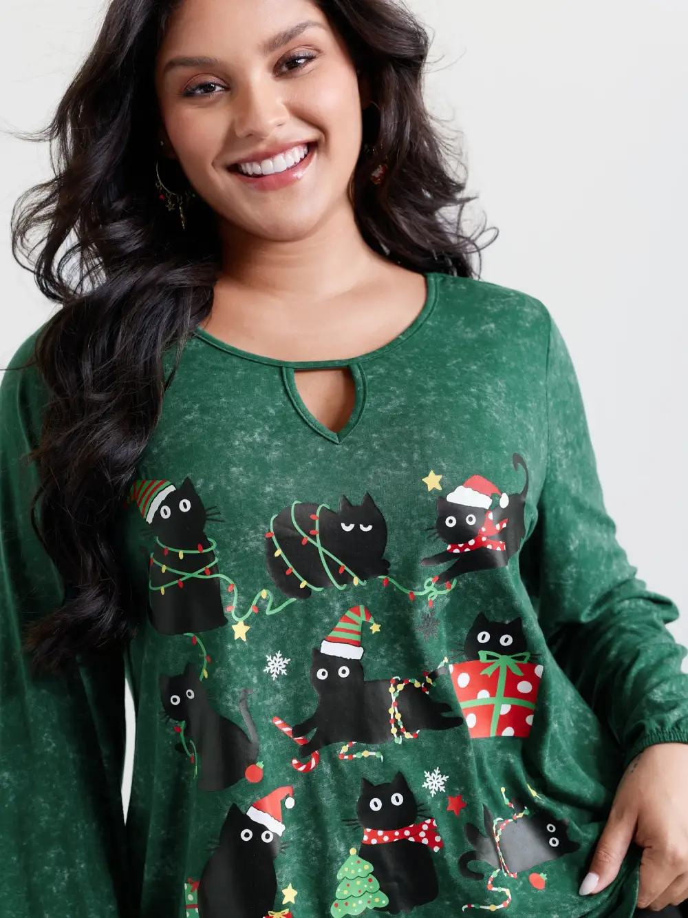 Holiday Cat Snowflake Effect T-Shirt