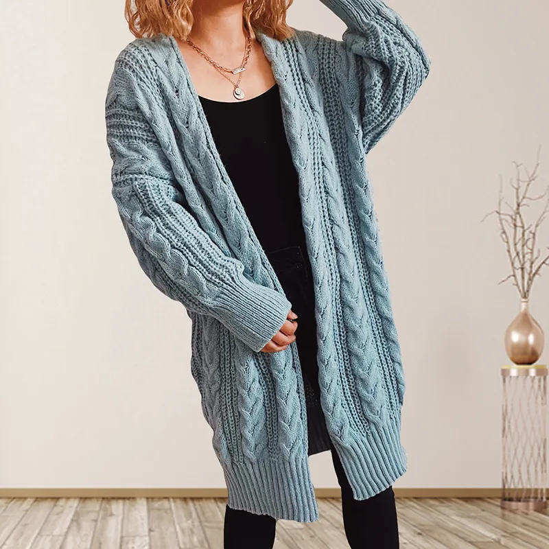 Long Sleeve Solid Color Sweater Cardigan