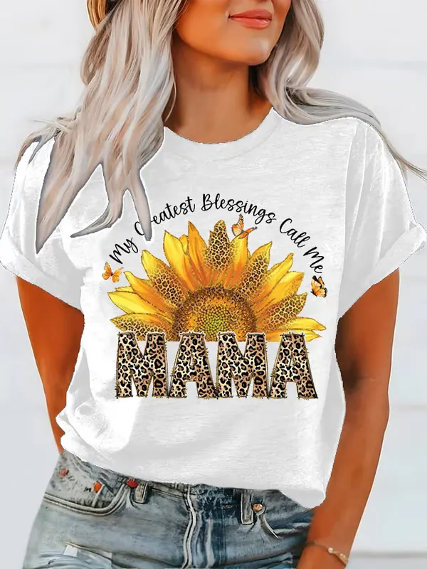 Women'S T-Shirt Women'S Casual My Greatest Blessing Is Calling Me Mom T-Shirt