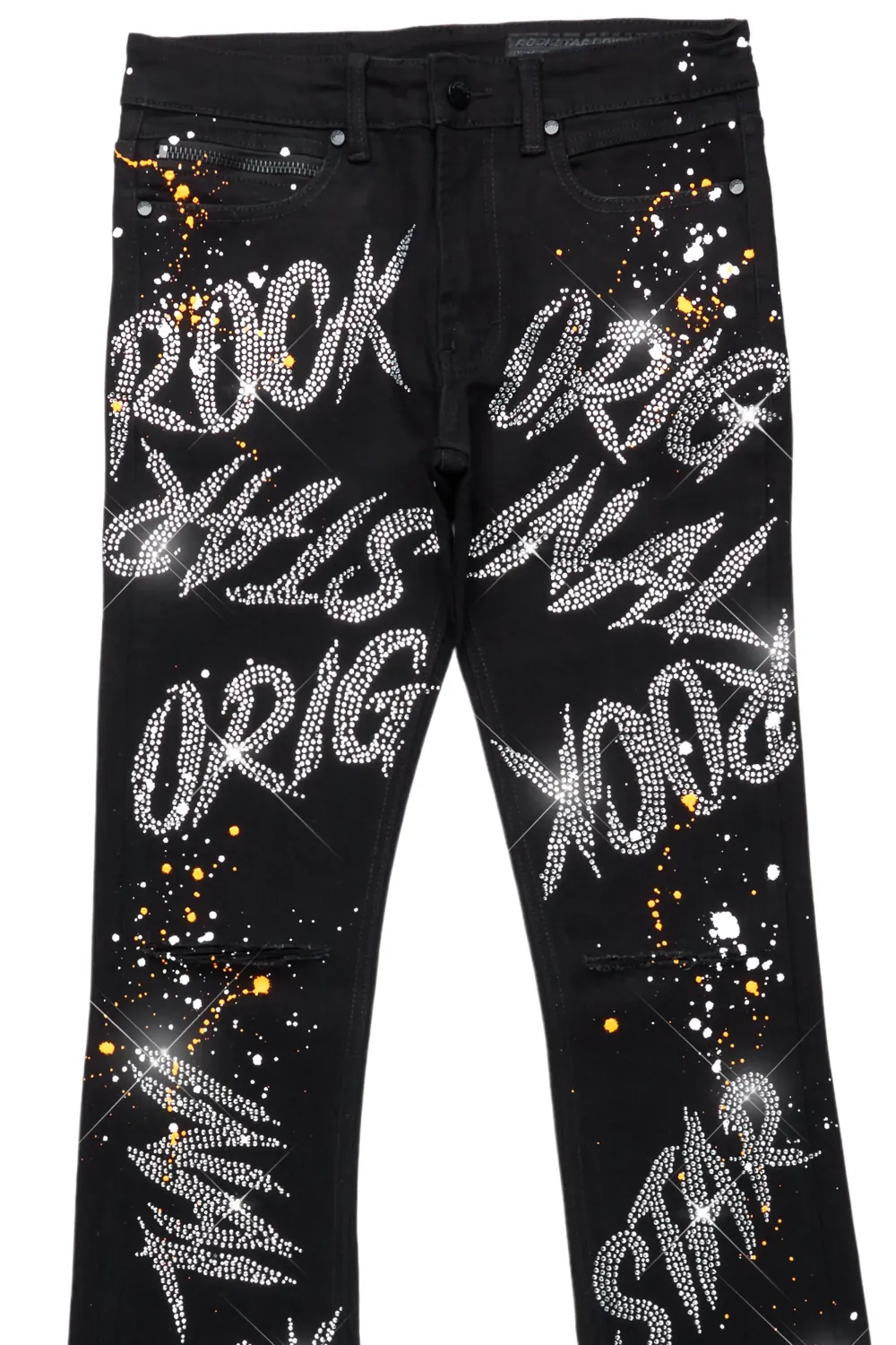 Eren Black/Orange Stacked Flare Jean