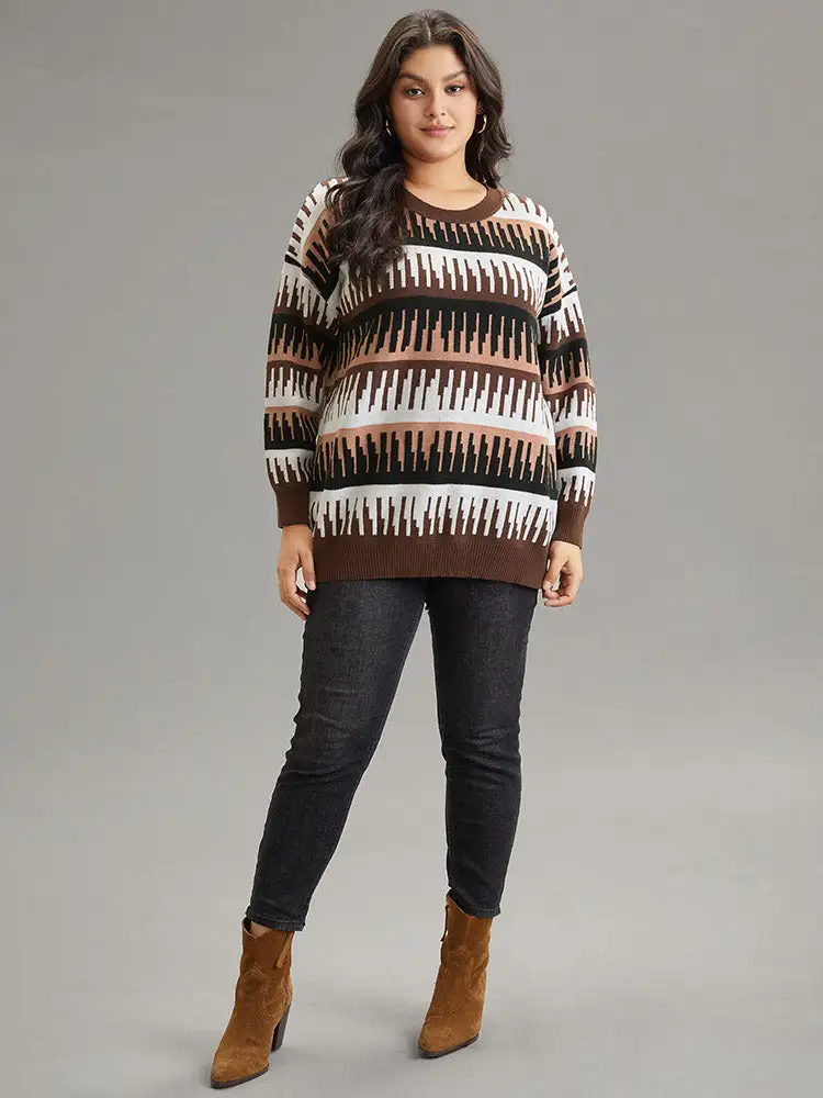 Supersoft Essentials Colorblock Geo Elastic Cuffs Pullover