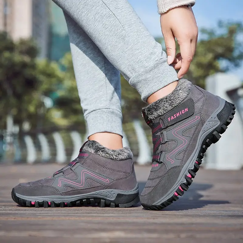 Cilool Plush Waterproof Women Snow Boots  Work Safety Rubber Shoes