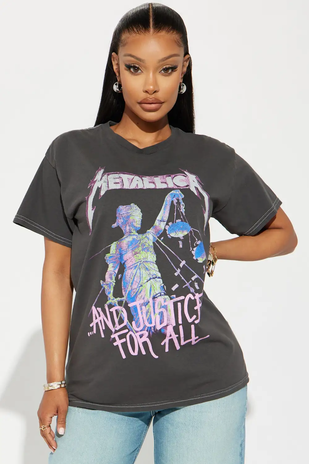 Metallica Justice For All Washed Tshirt - Black Wash
