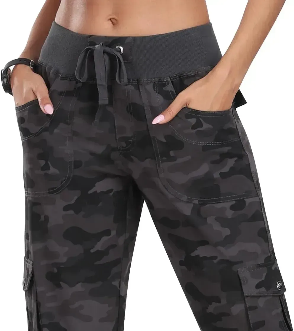 MoFiz Womens Capris with Pockets Loose Fit Casual Capri Pants Dressy Lightweight Ladies Baggy Cargo Pants for Hiking