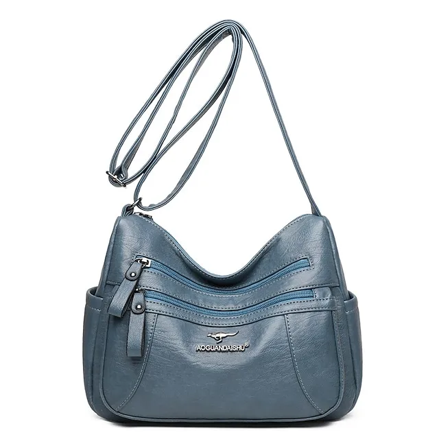 Women's Crossbody Bag Shoulder Bag Hobo Bag PU Leather Outdoor Daily Holiday Zipper Large Capacity Waterproof Lightweight Solid Color 1077 brown 1077 purple 1077 red