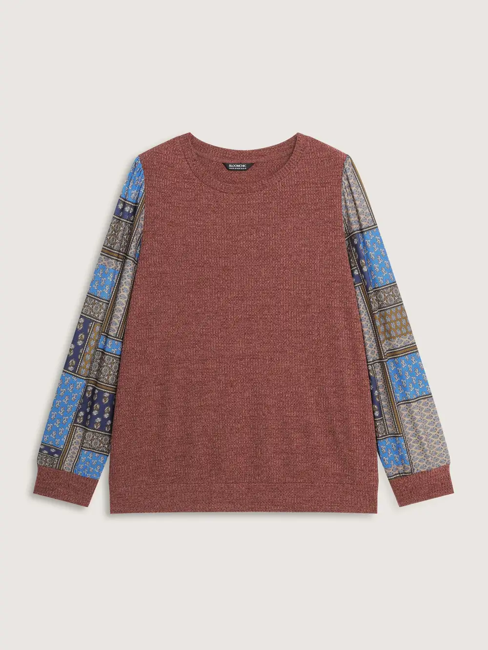 Cozy Collage Print Sleeve Contrast Sweatshirt