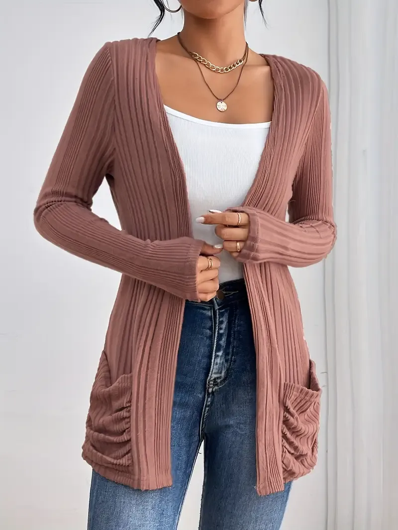 Soft Green V-Neck Long Sleeve Cardigan