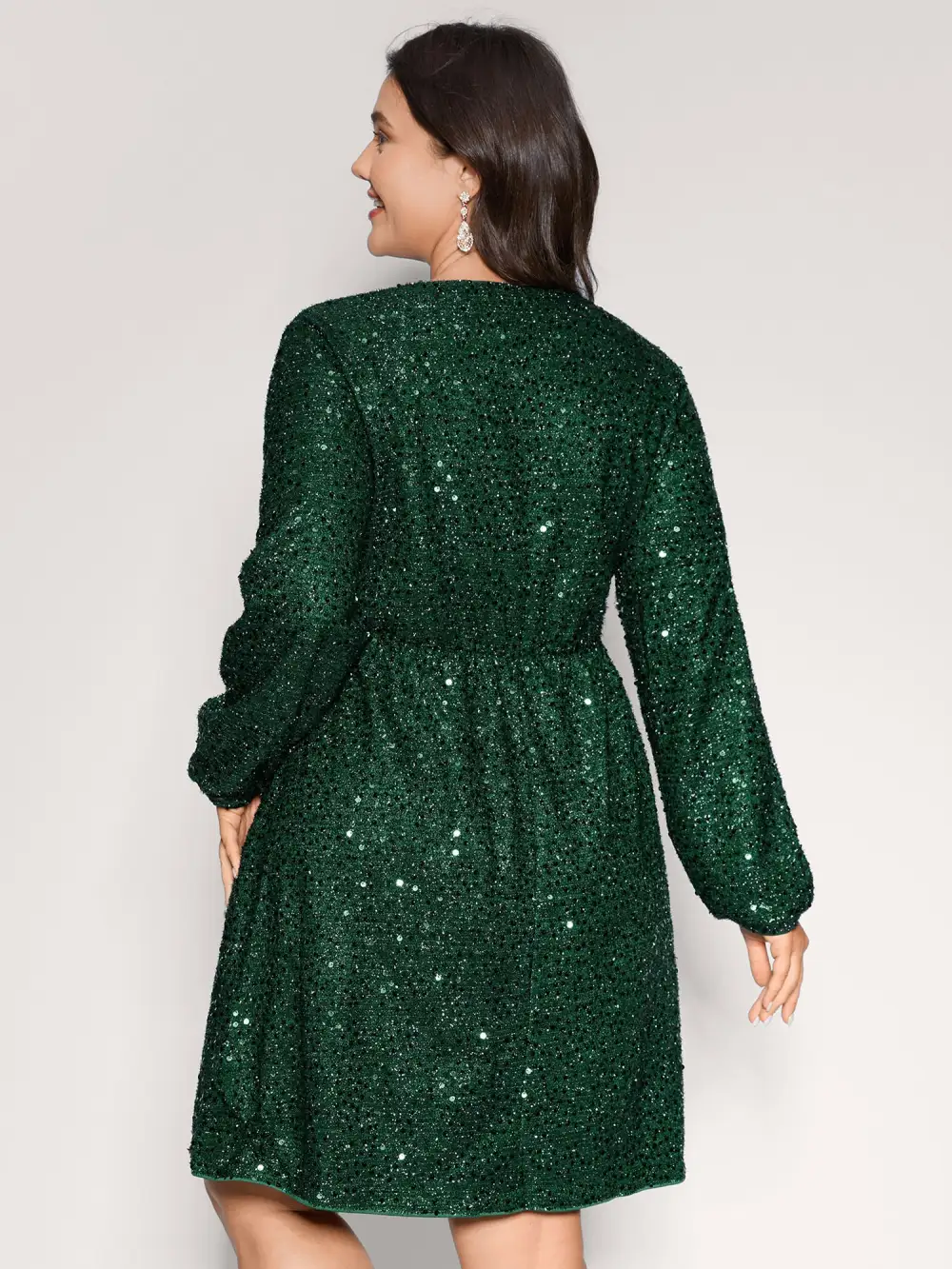 Shimmery Sequin V-Neck Midi Dress