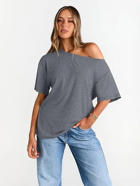 Women's Off Shoulder T-Shirt – Casual & Comfy Fit