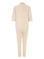 Women's Fashion Formal Blazer Suits Half Sleeve Solid Color Drawstring Work Business Dark Grey Black Dusty Rose Spring &  Fall Regular Fit