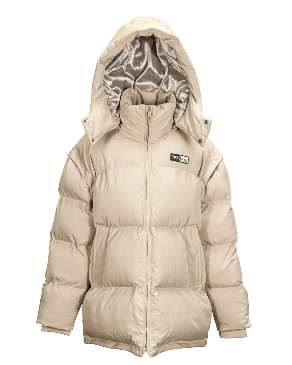 Tan Sesame Long Utility Puffer