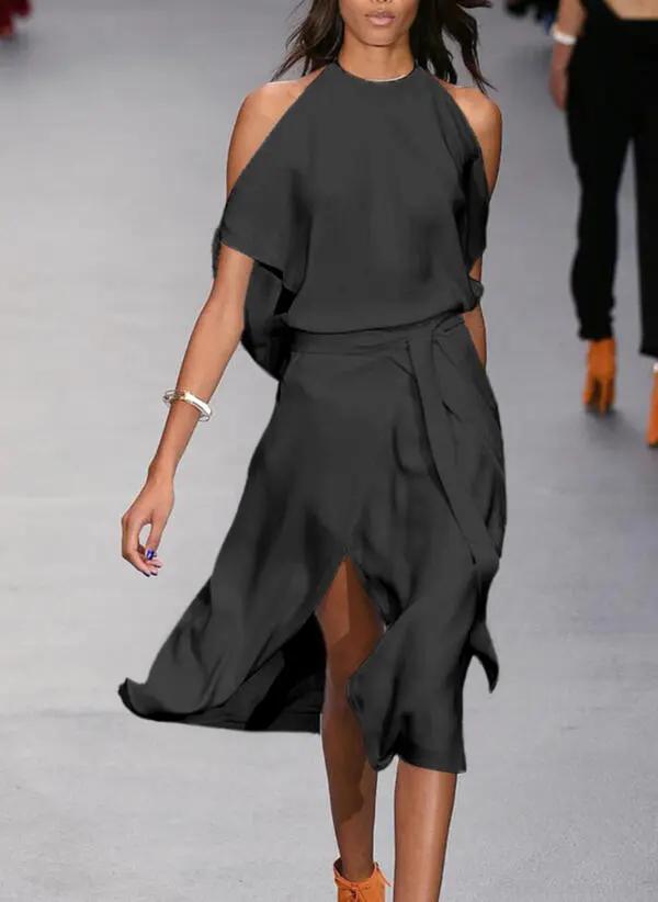 Fashion Solid Color Strapless Dress