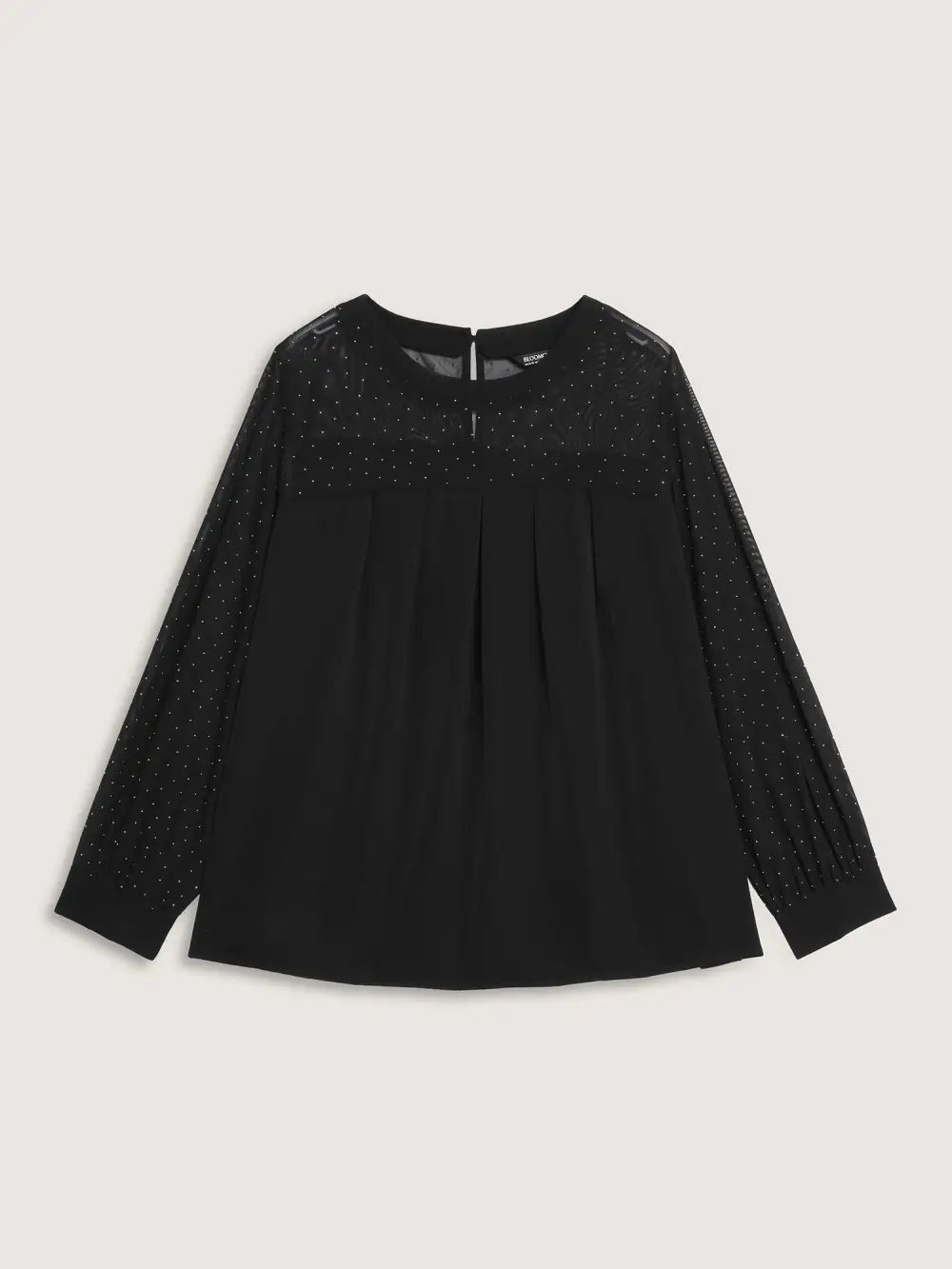 Hotfix Rhinestones Sheer Blouse