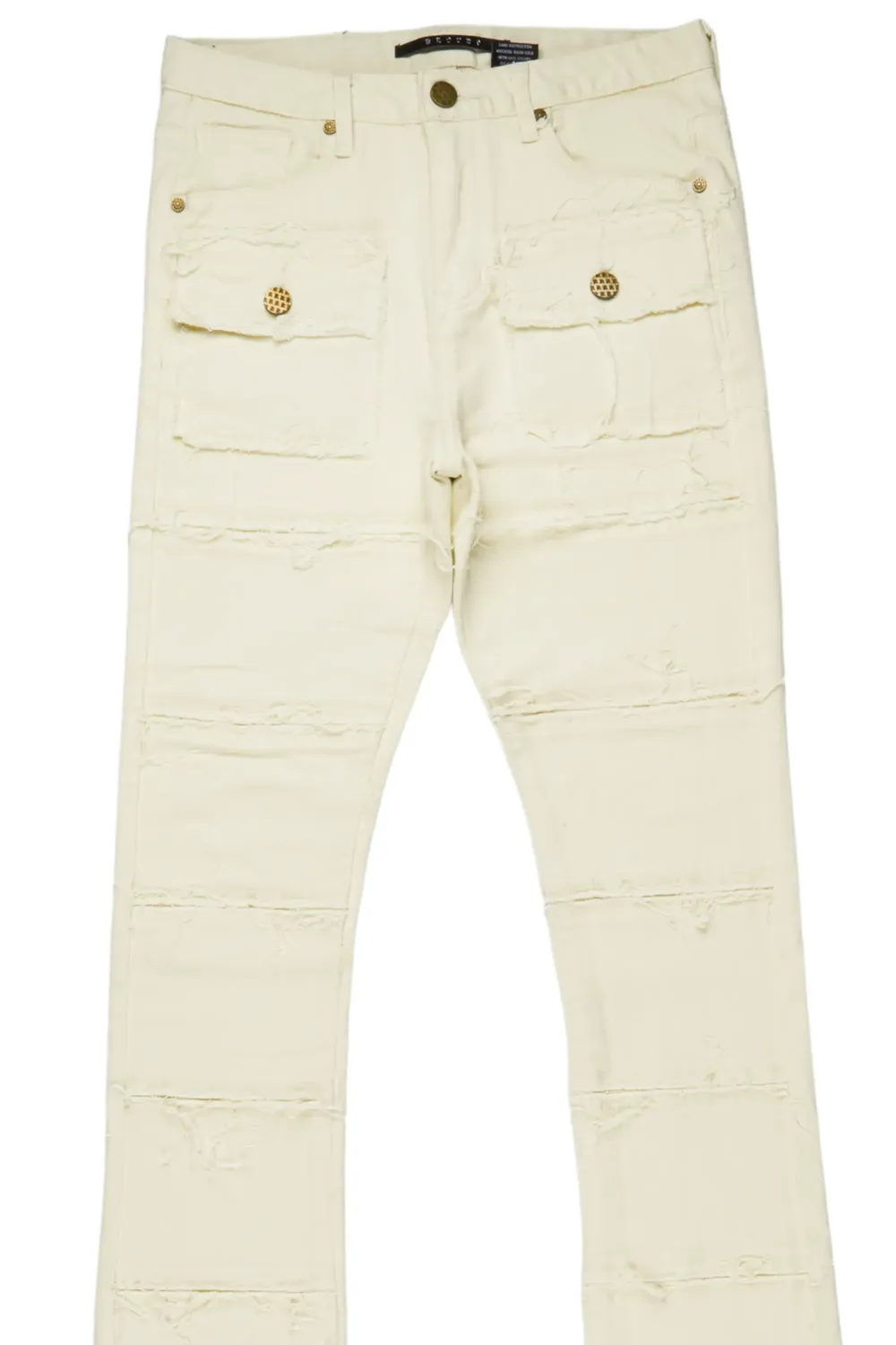 Zevon Cream Super Stacked Flare Jean