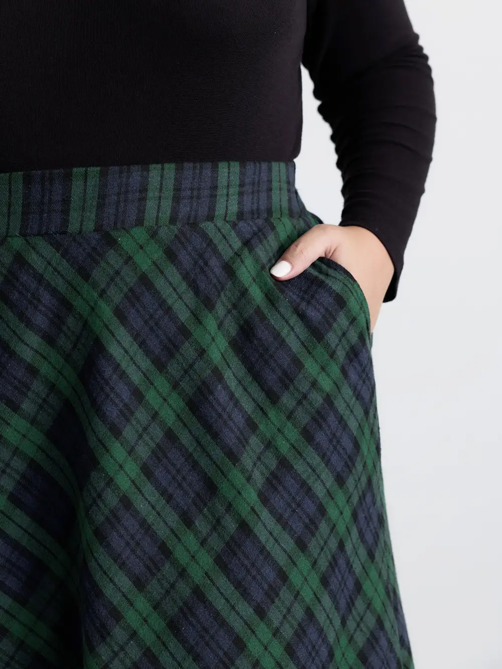 Plaid Stretchy Flowy Maxi Skirt