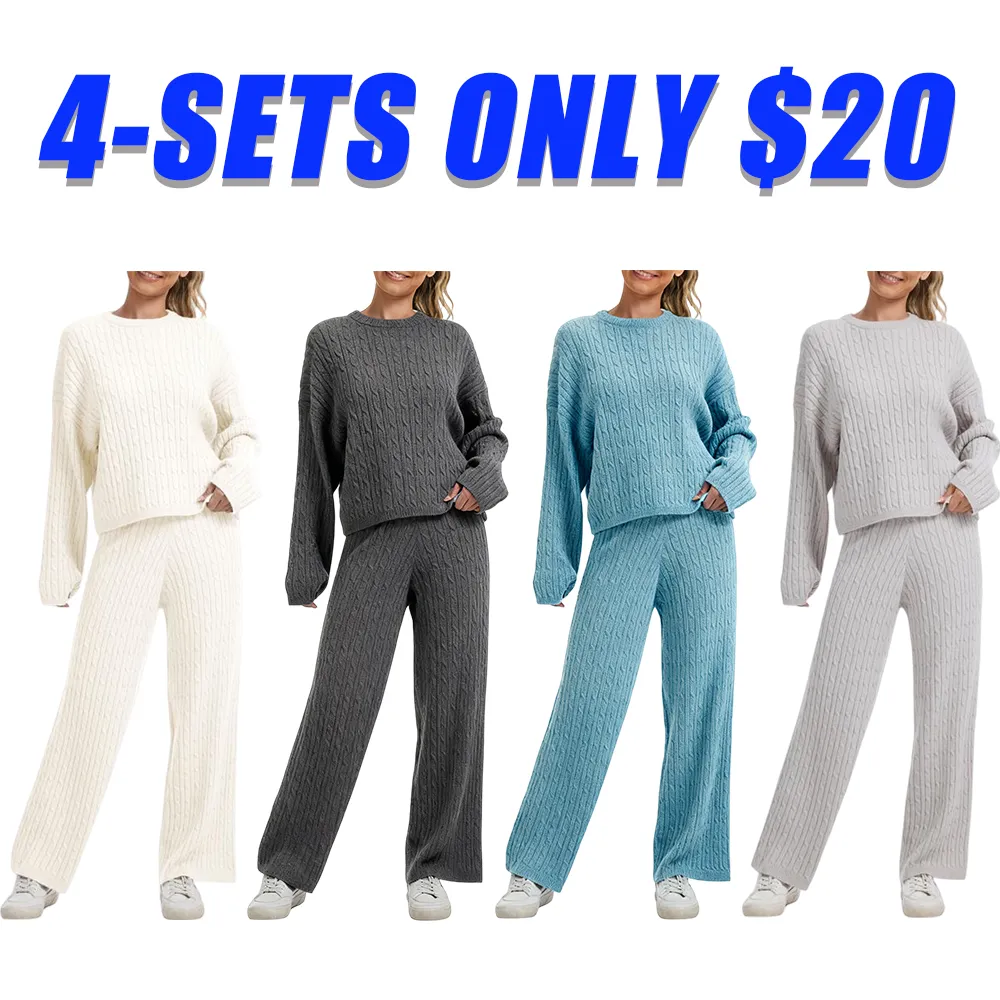 Women's chunky knit sweater casual two-piece set