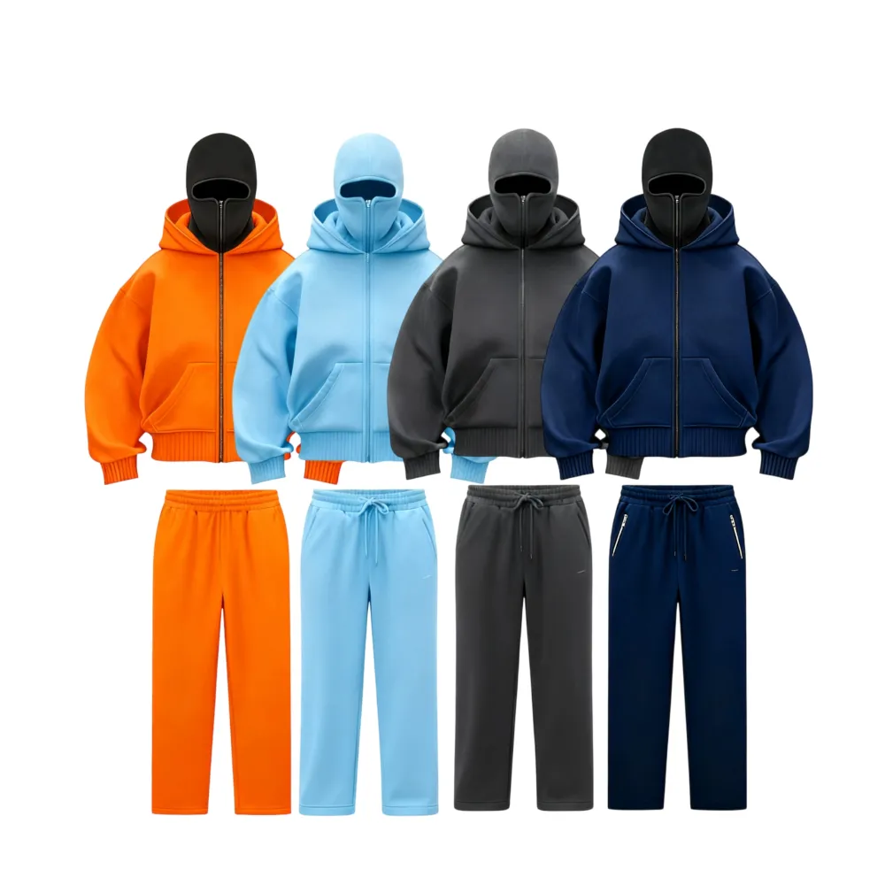 Zip Up Fashion Double Layer Hoodie Hip Hop Outerwear Sets