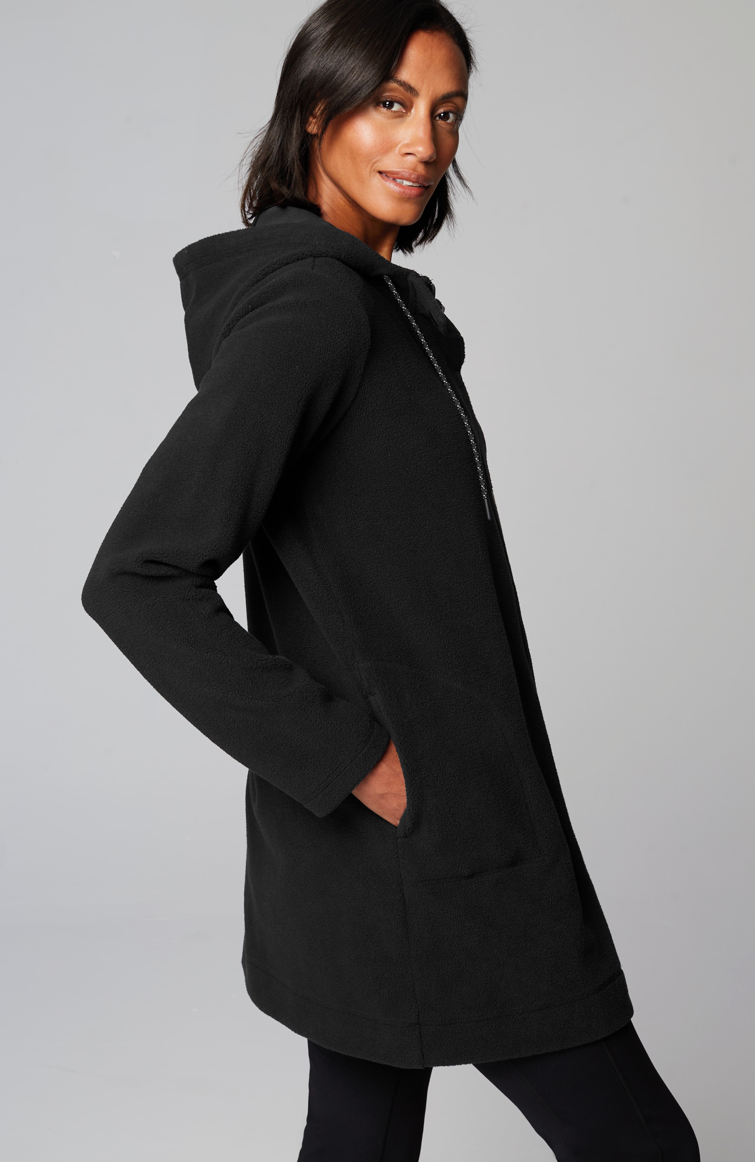 Fit Fleece Snap-Front Hooded Jacket