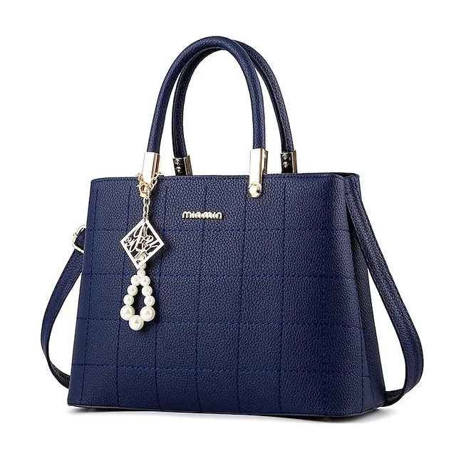 Women's Bag 2022 Embroidered Thread Plaid Handbag Middle-Aged Mother Bag Large-Capacity One-Shoulder Messenger Bag