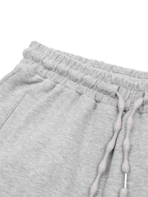 High Street Solid Color Simple Twisted Cuffed Casual Sweatpants