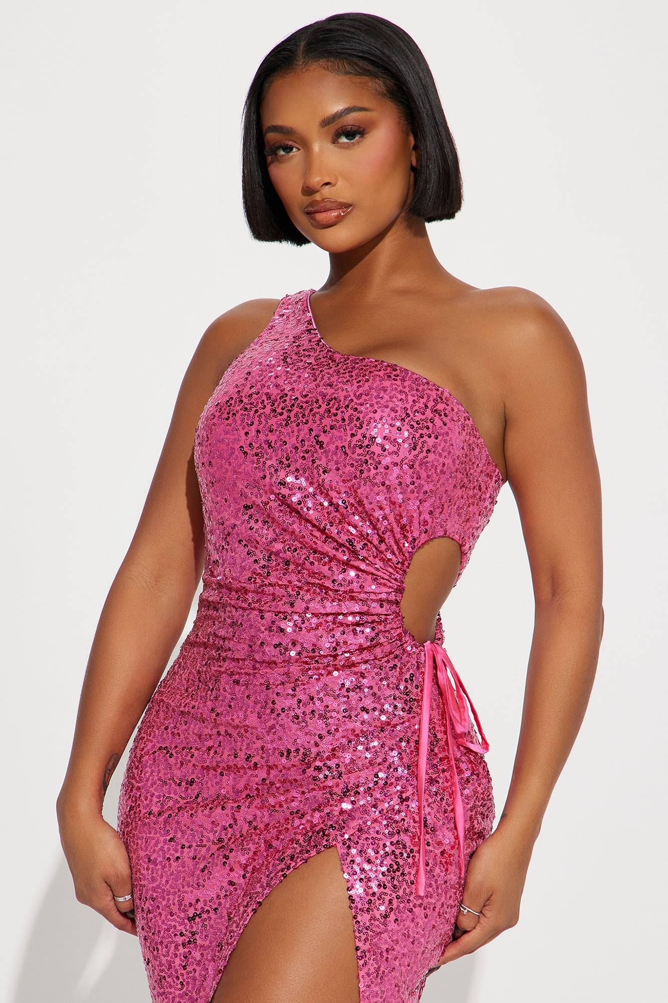 Isla Sequin Midi Dress - Pink
