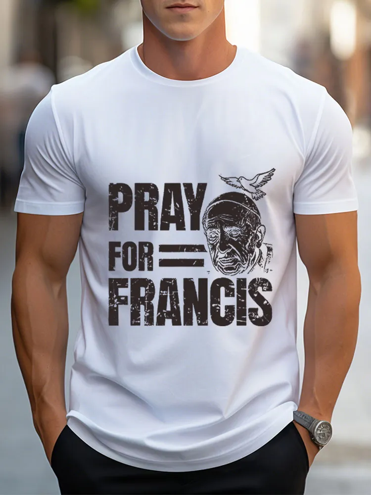 Men's Pray For PF 1936-2025 Print Short Sleeve Round Neck Cotton T-Shirt