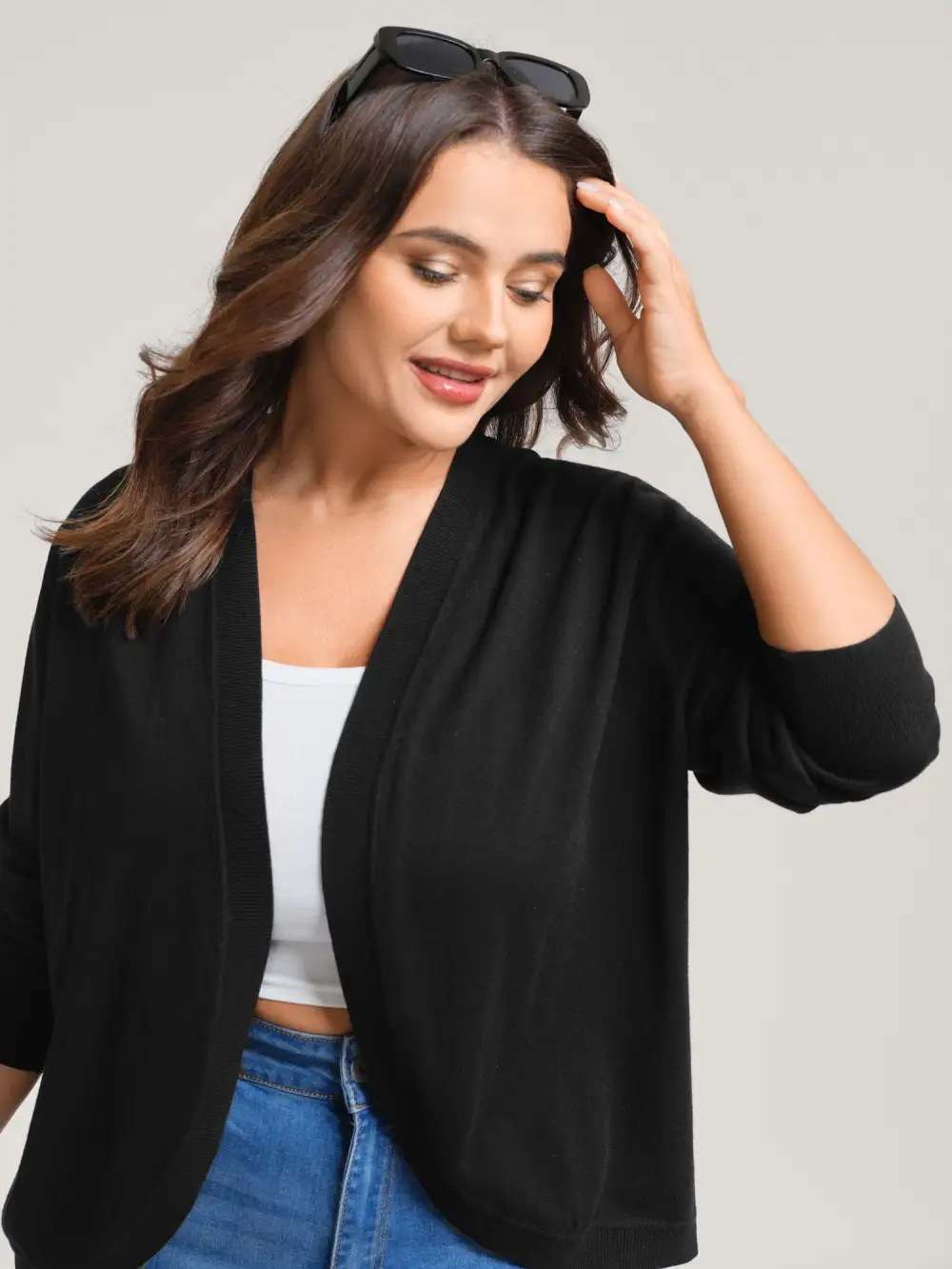 Supersoft Arc Swing Front-Open Lightweight Cardigan