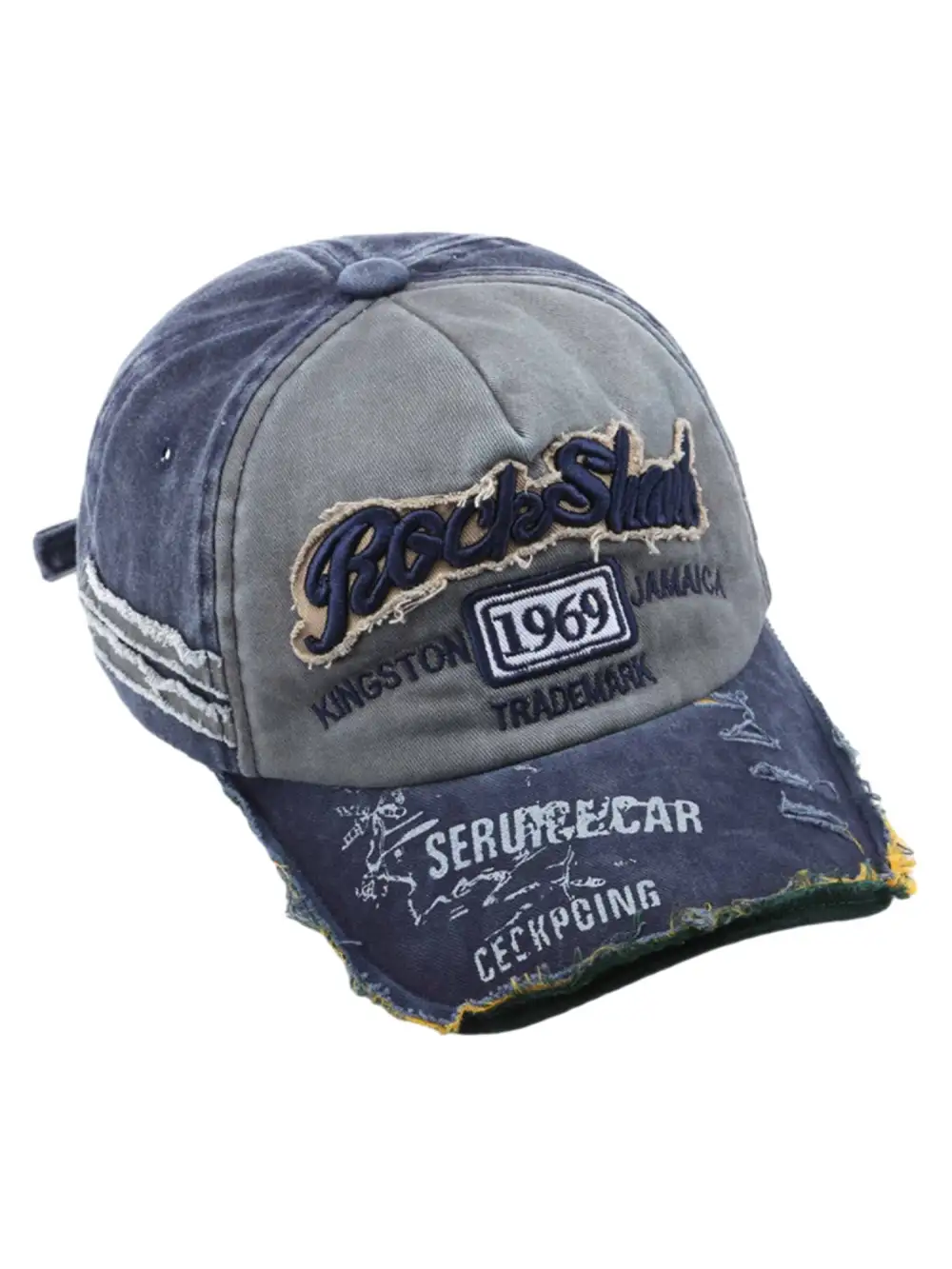 Retro Letter Denim Cap - 2136