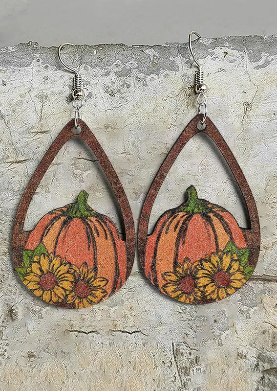 Pumpkin Sunflower Hollow Out Earrings