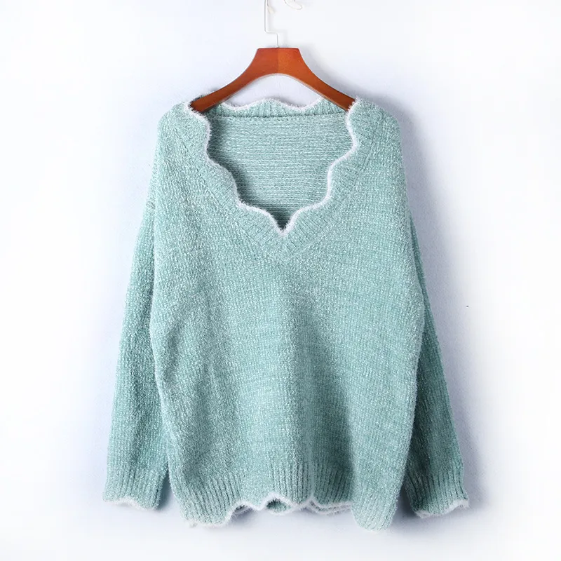 Wave Edge V-Neck Casual Sweater