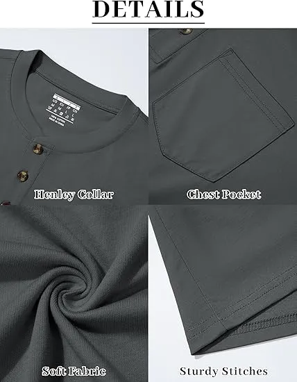 💫Clearance Sale🔥 - Men's Fashion Vintage Distressed Pocket Long Sleeve Henley Shirt