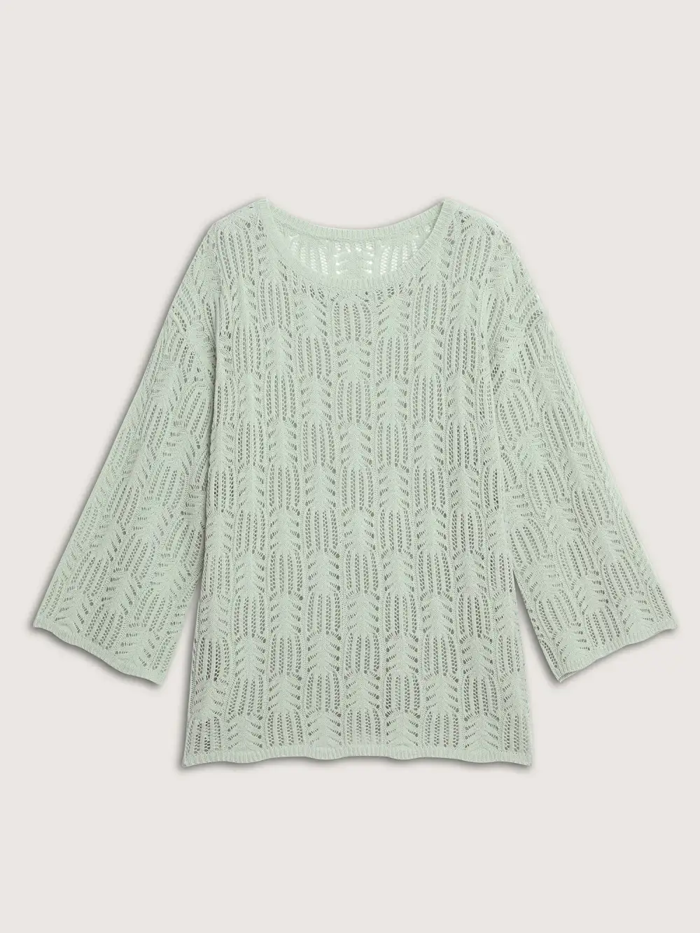 Textured Cut-Out Flared Sleeve Lightweight Pullover