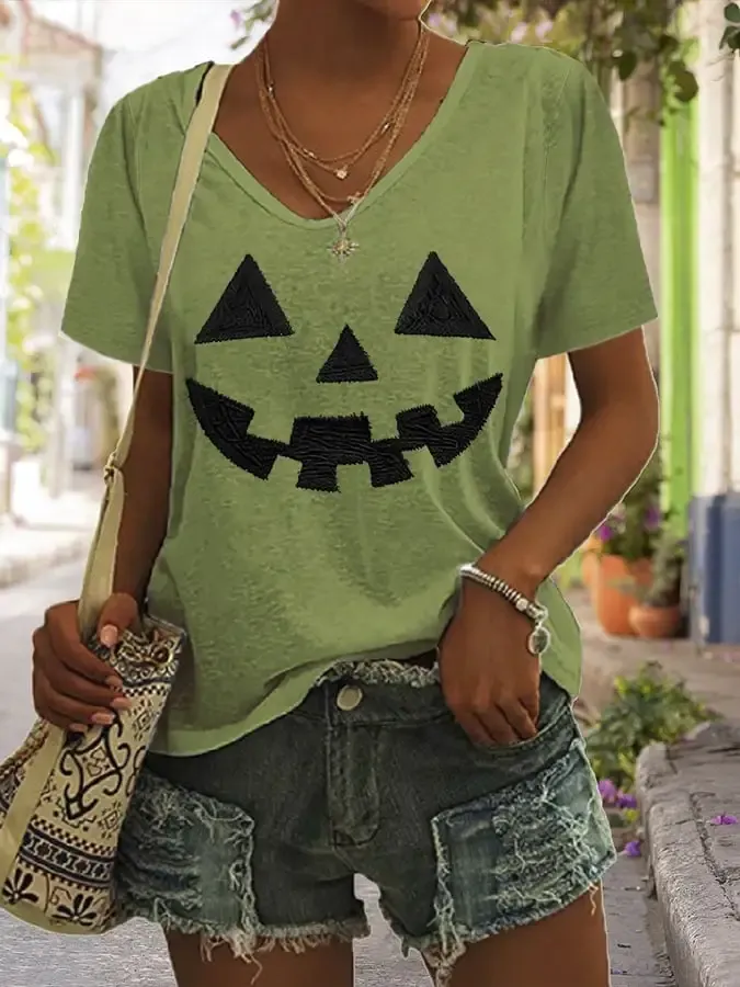Women's Pumpkin Print T-Shirt