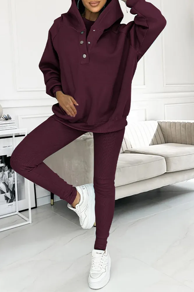 Women's casual fashion vest & hooded sweatshirt and slim pants three-piece set