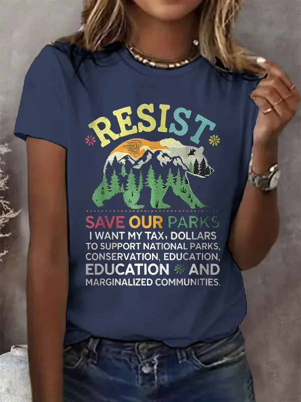 Women'S Support Our National Parks Printed T-Shirt