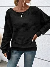 Women's Texture Blouse Blouse Plain Modern Casual Long Sleeve Crew Neck Regular Tops Daily Holiday Going out Black Wine Navy Blue Light Grey Gray Fall