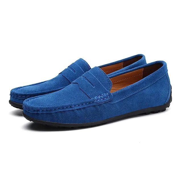 Men's Loafers & Slip-Ons Suede Shoes Comfort Shoes Driving Loafers Casual Outdoor Daily Suede Black Navy Blue Khaki Spring Summer