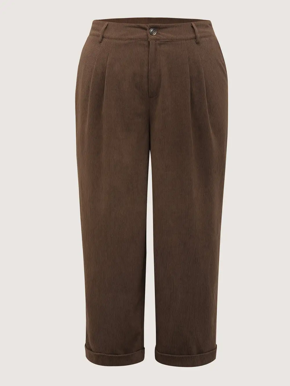 Textured Rolled Cuffs Straight Leg Pants