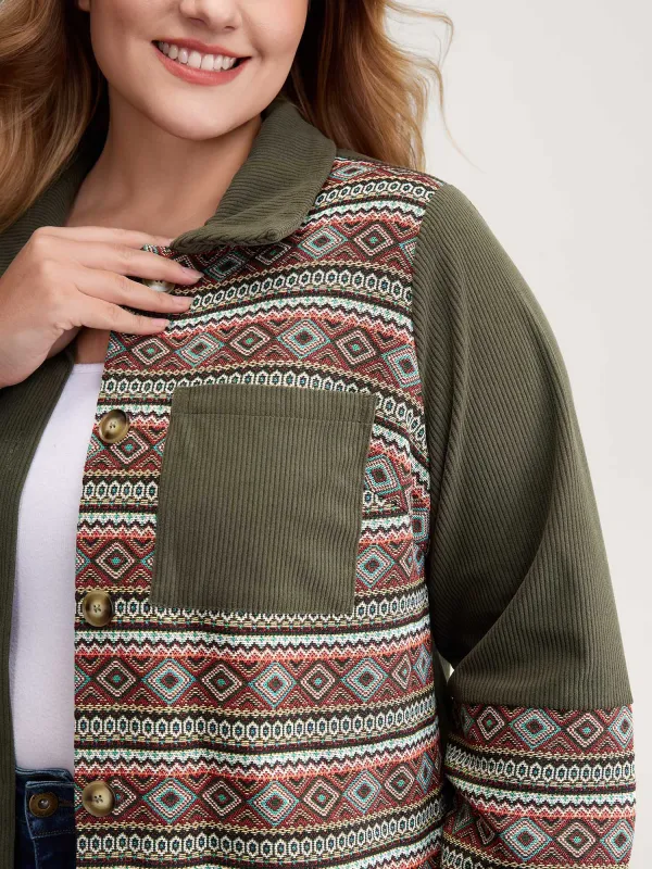 Corduroy Spliced Yarn-Dyed Contrast Jacket