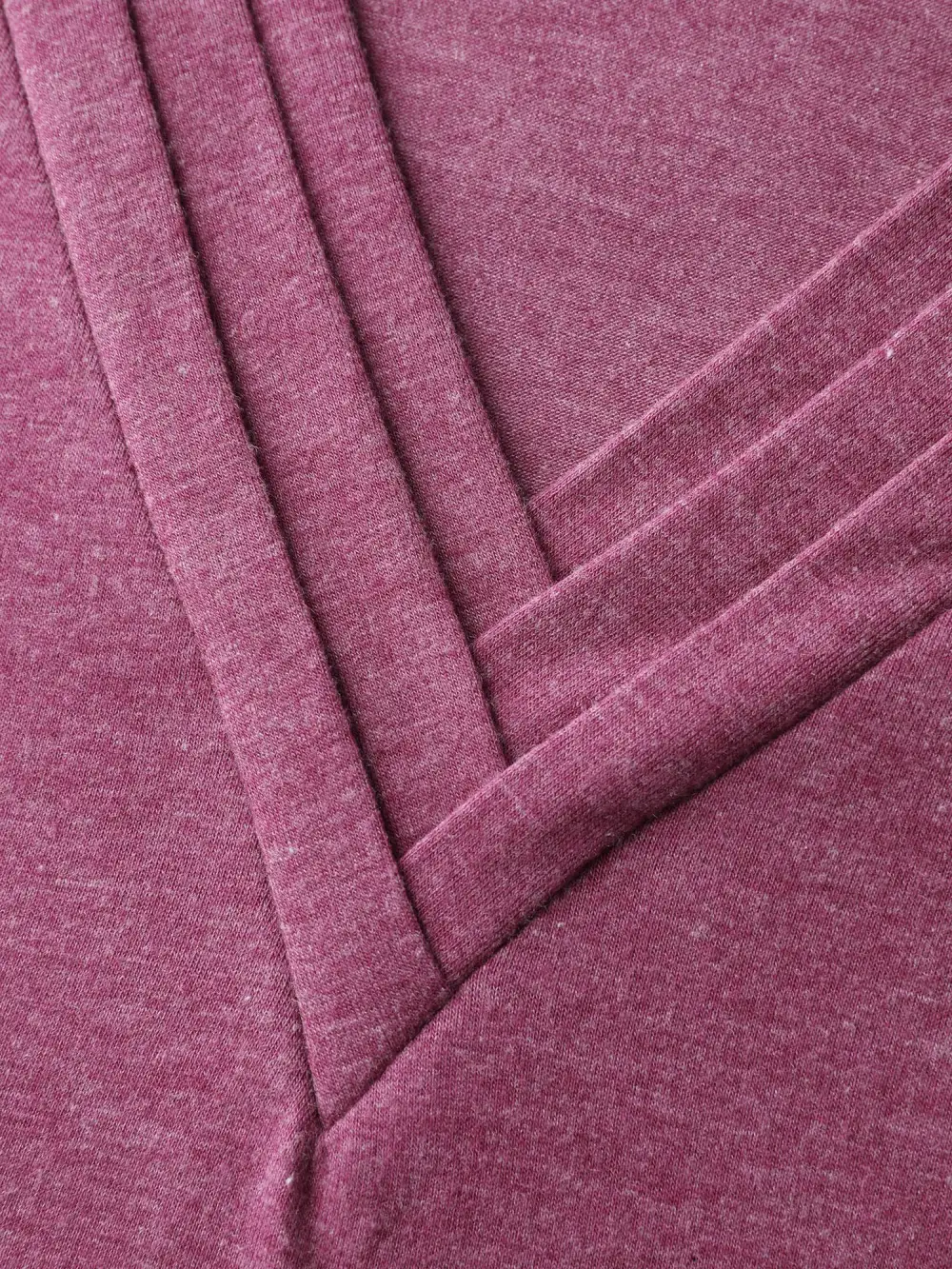 V-Neck Plicated Detail Bat Sleeve T-Shirt