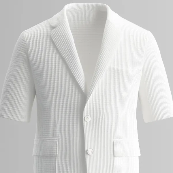 Men's Textured Notched Lapel Two Button Half Sleeve Blazer