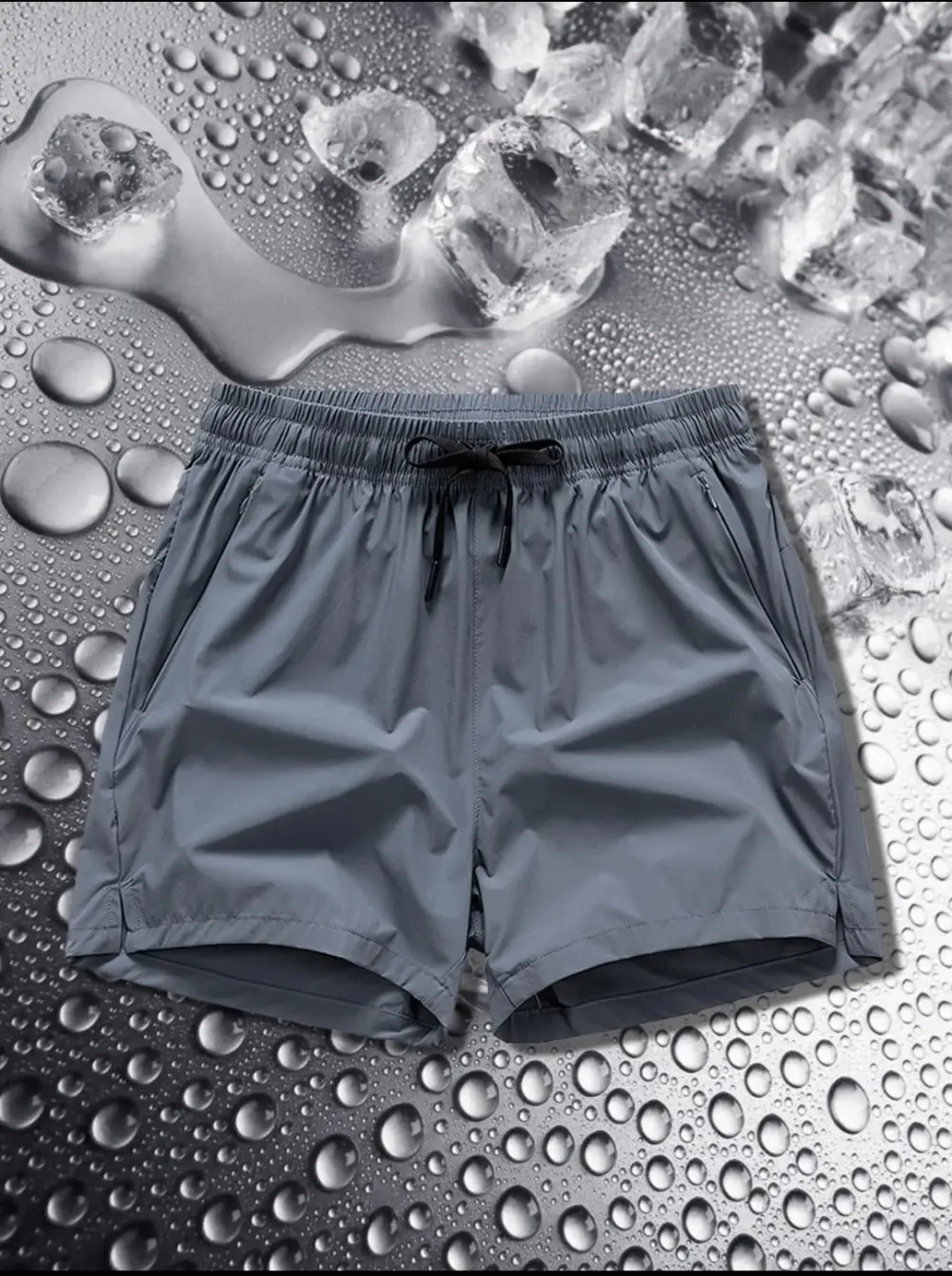 Men's Quick-Dry Athletic Shorts with Zipper Pockets – Breathable Split Hem Gym & Running Shorts for Summer