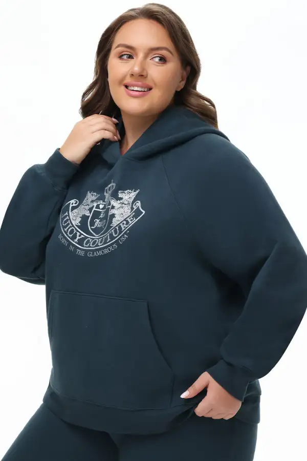 Plus-Size Oversized Fleece Scottie Dog Hoodie