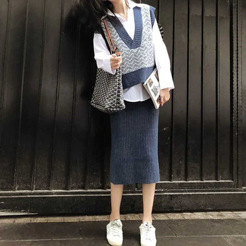 Two-Piece Temperament Sweater Vest